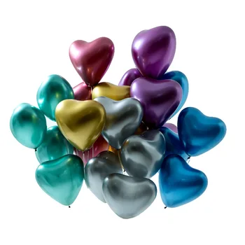 

100PCS Heart Shaped 12 Inch Metal Latex Balloon Thickening Pearlescent Metal Ball Wedding Party Holiday Decoration Balloon