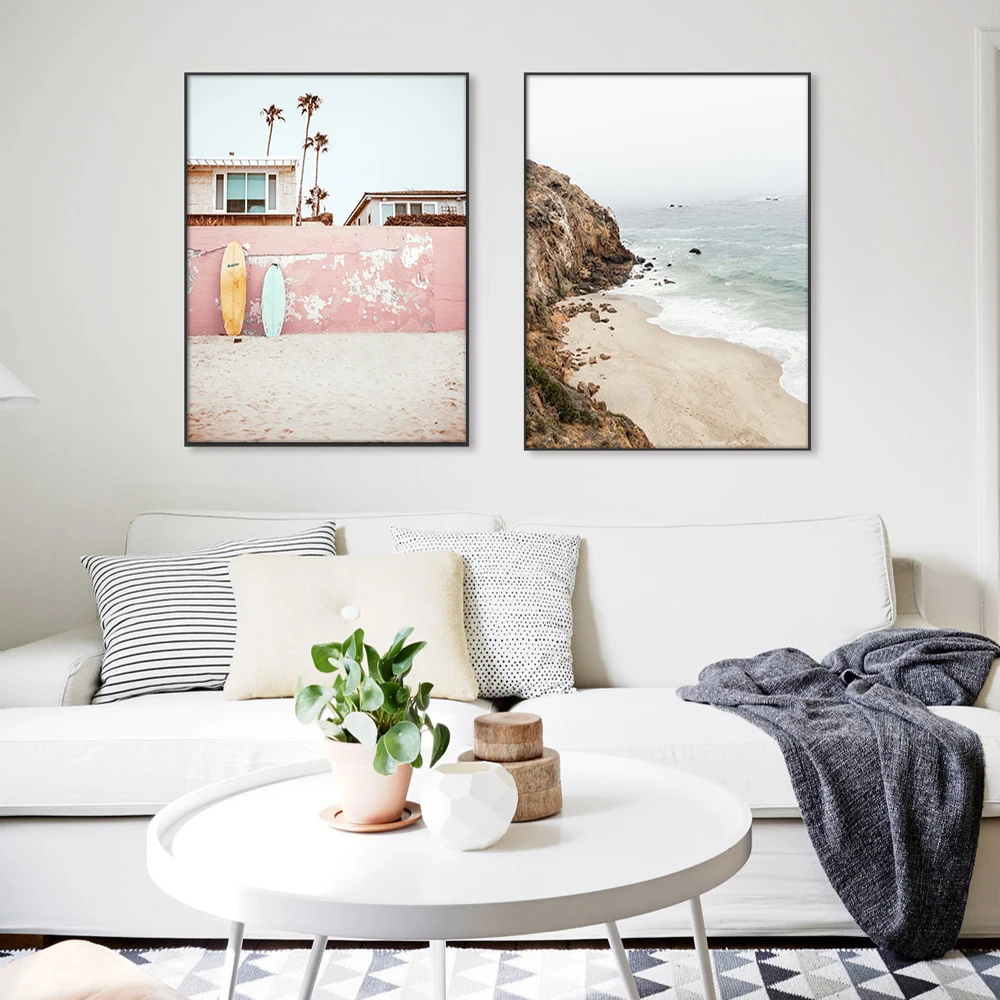 Калифорния серфинг искусство Бохо пляжная стена летняя печать закат пейзаж