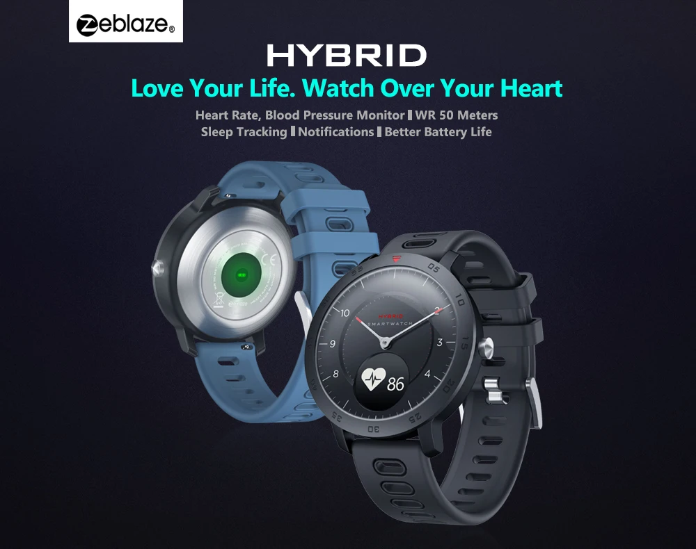 Гибридные Смарт-часы Zeblaze с монитором сердечного ритма и артериального давления, Смарт-часы с отслеживанием сна, смарт-уведомления