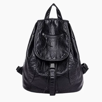 

2020 Women new Backpack Female backpacks Vintage PU Leather School Double Shoulder cute Bags Large Capacity School Bag for Girls