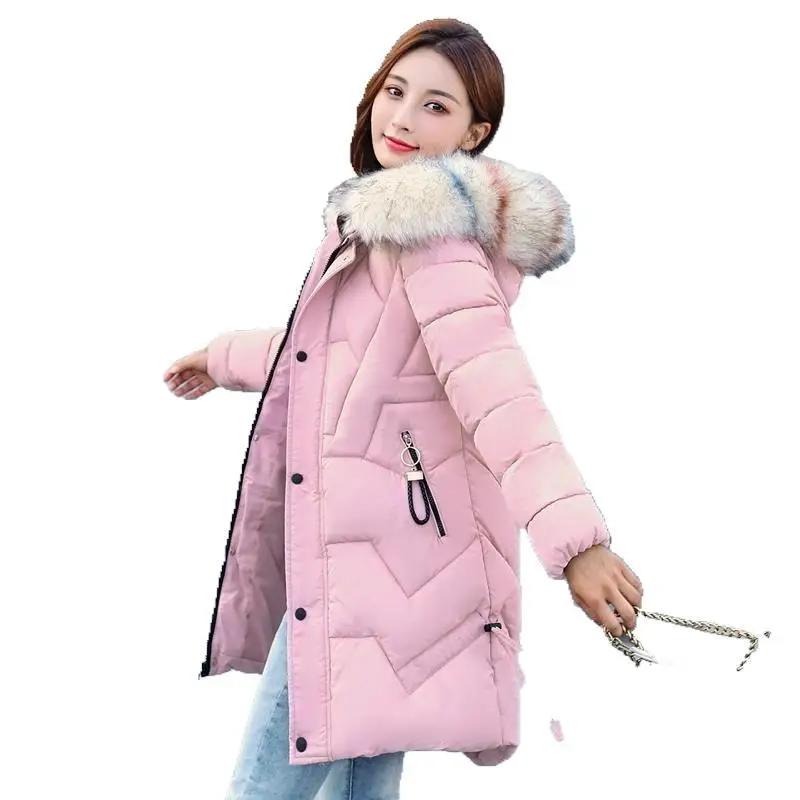 

2019 Winter New Style Korean-style Women's Mid-length down Jacket Cotton-padded Clothes WOMEN'S Dress Cold Cotton Overcoat