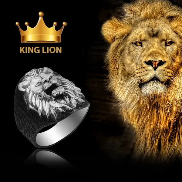 Кольцо King Lion из серебра 925 пробы с художественным дизайном старинные кольца со
