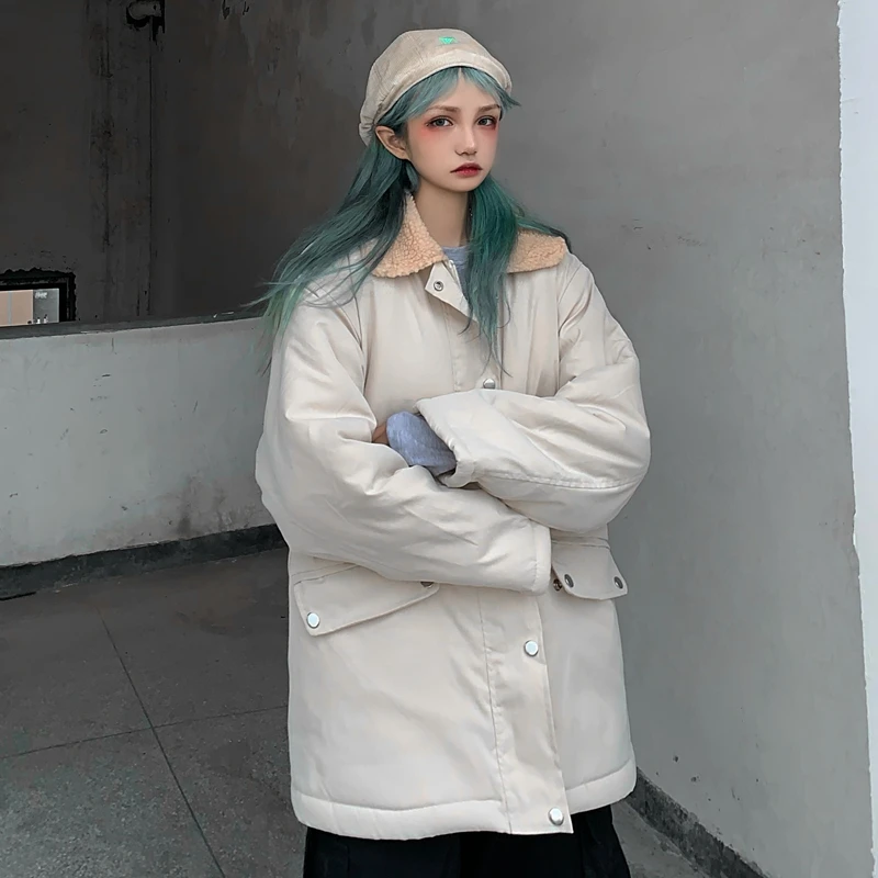 Women Winter Jacket Patchwork Overcoat Thick Outwear Oversize Coats Loose Parkas Warm Streetwear Fashion Faux Fur Bomber Jackets