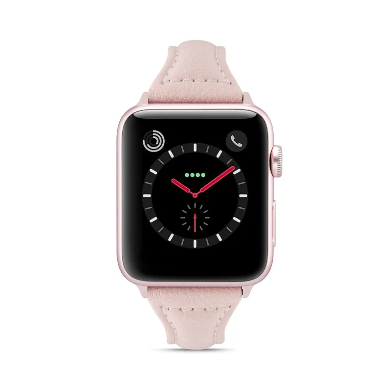 Тонкий часы с ремешком из натуральной кожи, ремешок для наручных часов Apple Watch, версии 44/40/42/38 мм Для женщин Замена Напульсники для наручных часов iWatch серии 5 4 3 2 ремень