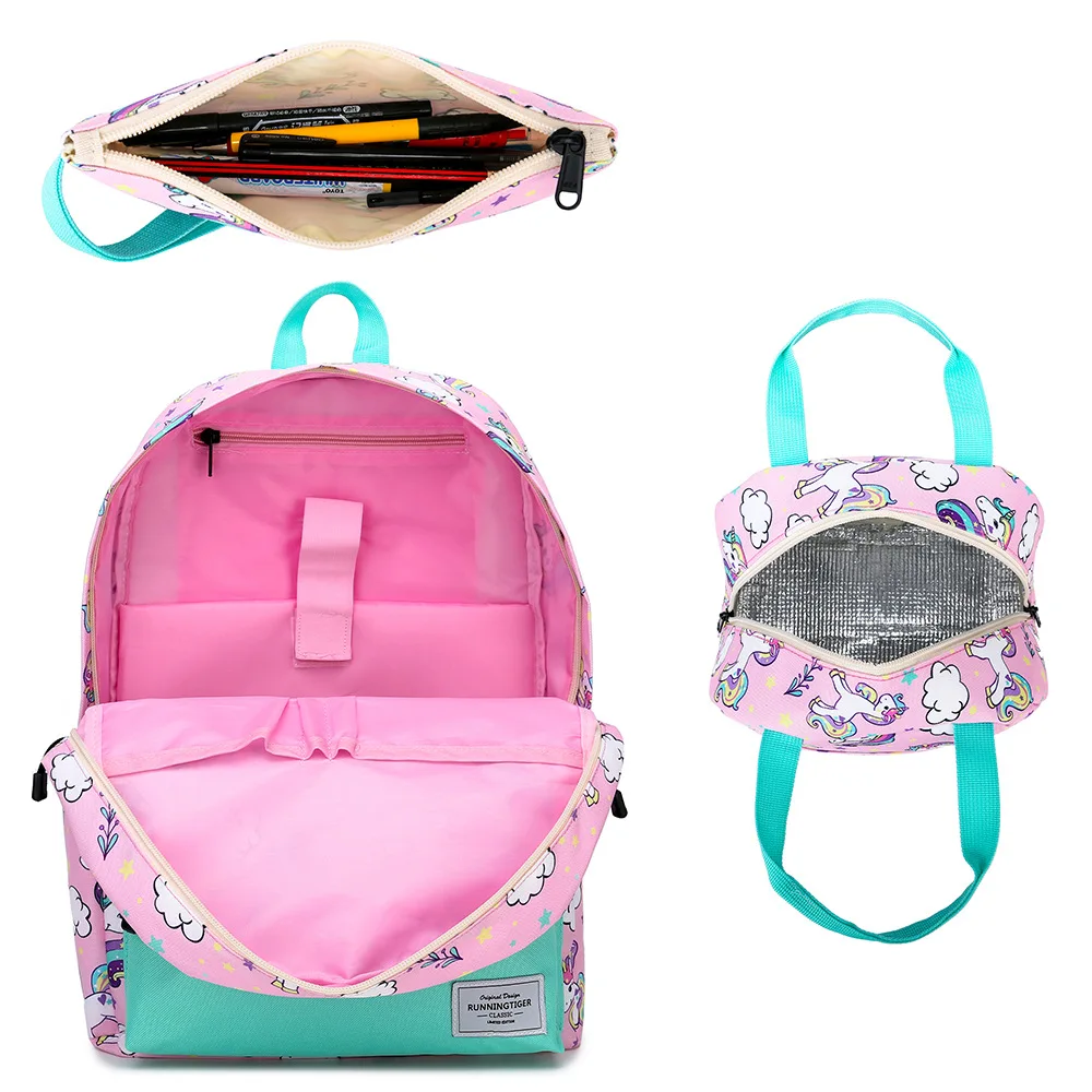 Unicórnio rosa 3 pçs conjuntos mochila +