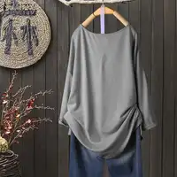 Women's Solid Blouse 2023 ZANZEA Fashion Casual Summer Autumn Tops 3/4 Sleeve Shirts Female V Neck Split Blusas  Tunic - Image 2