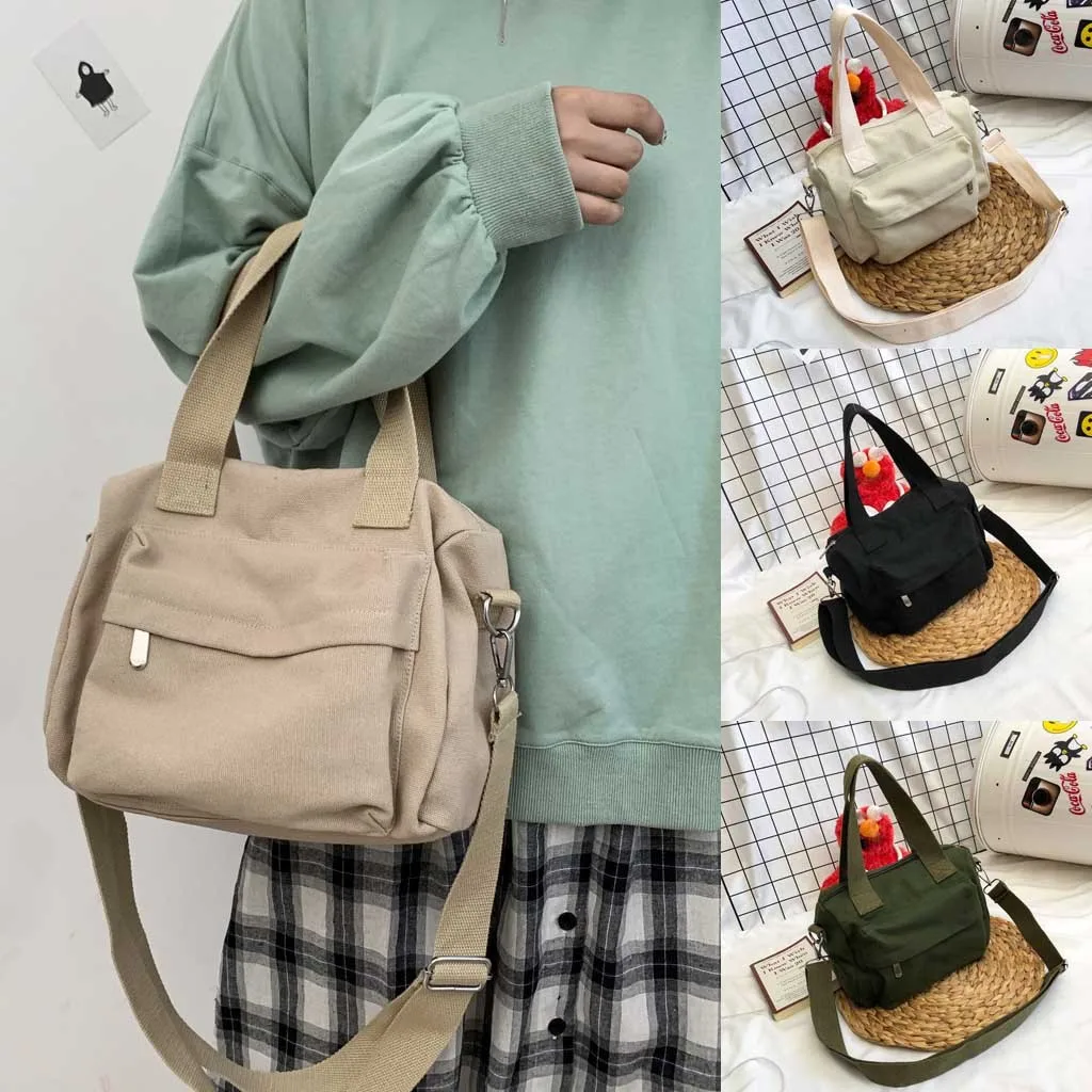 

Handbags Women's solid color portable canvas bag simple shoulder Bag Casual Messenger bag bags for women 2019 bolsa feminina