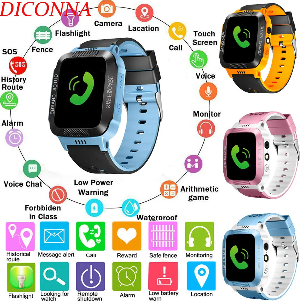 Multifunction Smart Watch Kids Anti-lost Safe GPS Tracker SOS Call GSM Smart Watch SIM Children Phone Watch For Android IOS afbeelding