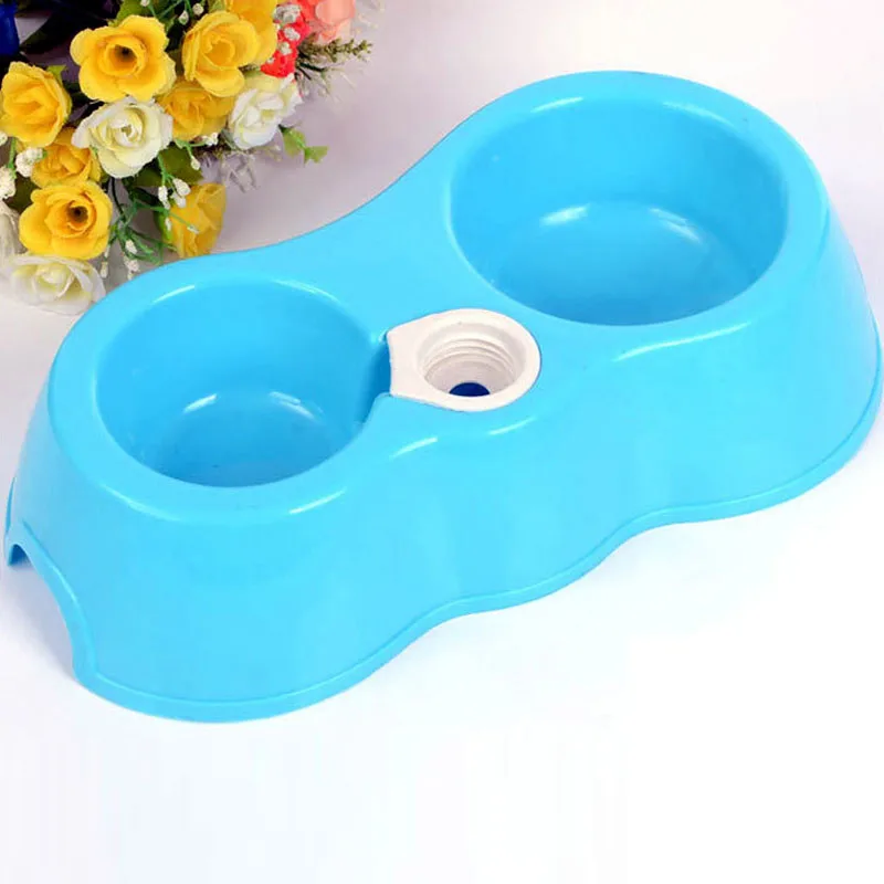 blue Миска для собак с двумя портами, миска для домашних животных, фонтан для воды для кошек, кормушка для воды, бутылка для питьевой воды, кулер для кошек, миска для домашних животных, двойные кормушки - Цвет: blue
