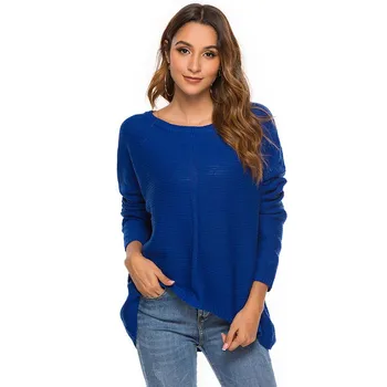 

New Sweater Women's Long Bell Sleeve Round Neck Pullover Sweater Knitted Jumper Tops Kntiwear