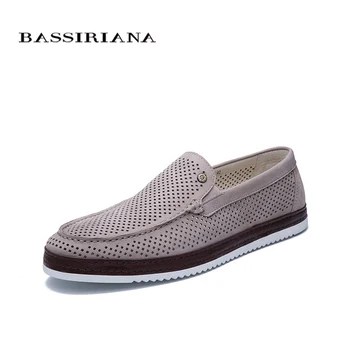 

Bassiriana2020 summer new leather men's shoes hollow breathable casual comfortable men's shoes