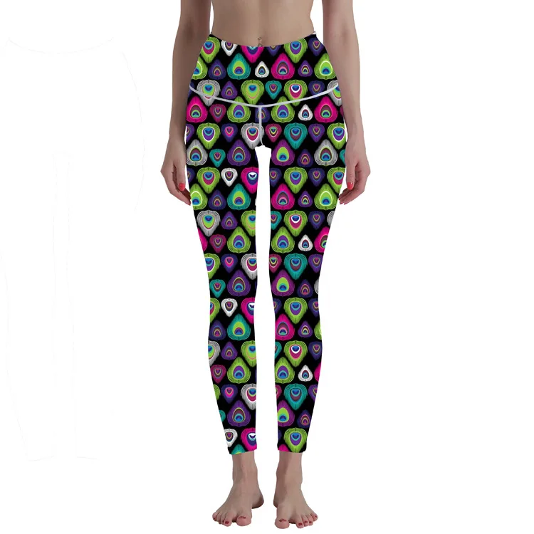 

Cross Border for 2019 New Style Europe And America Digital Print Yoga Pants High-waisted Leggings High-waisted Athletic Pants Wo