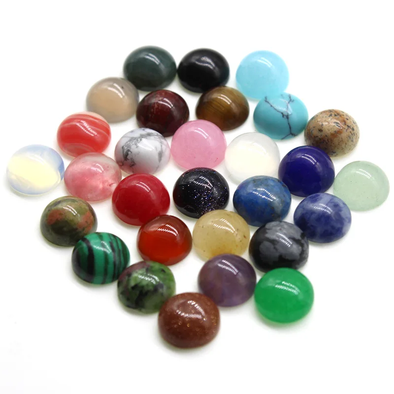 

10pcs/lot Natural Stone Flat back Cabochon Beads 4 6 8 10 12 14 mm for DIY Ring Earring Necklace Making Jewelry Making Finding