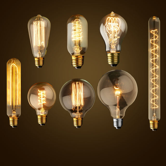 Vintage Edison Bulb E27 ST64 T10 T45 G80 G95 40W Pendant Lamp 220V Incandescent LED Lamp
