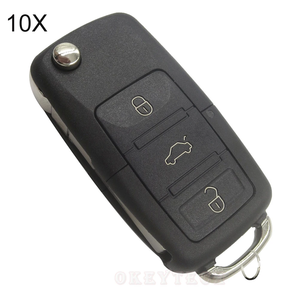 car key OkeyTech 10 шт./партия модифицированный дистанционный Складной автомобильный ключ оболочки для V W Polo Passat B5 Golf MK5 Beetle 3 кнопки Uncut Пустой клинок - Количество кнопок: car key