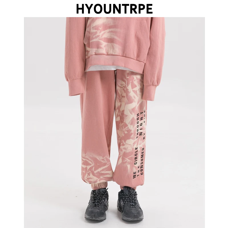 Pink Pants Комплекты из 2 предметов мужские модные худи с вышивкой и свободные брюки с эластичной резинкой на талии джоггеры новые унисекс уличная свободный комплект - Цвет: Pink Pants