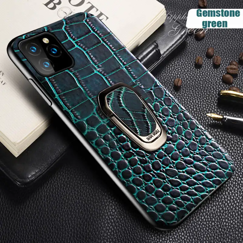 Зеленый Чехол для телефона из натуральной кожи для iPhone 11 11 Pro 11 Pro Max X XS max XR 7 8 plus 6 6s 7 plus Магнитная подставка Роскошный чехол - Цвет: Зеленый