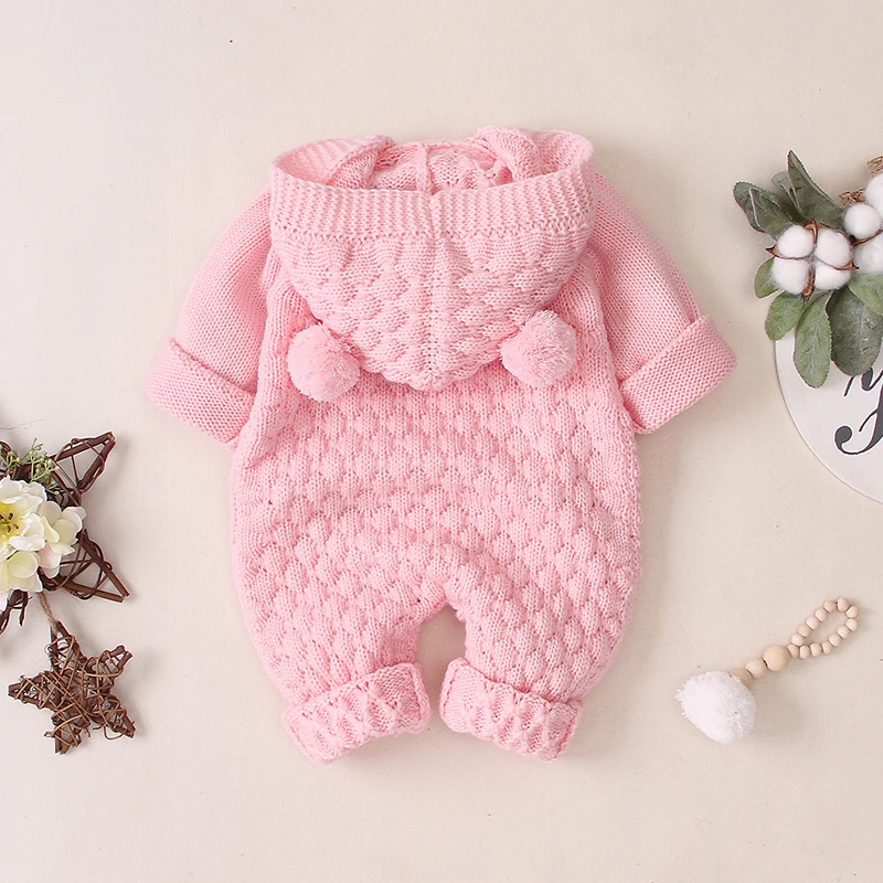 Новинка; детские комбинезоны; вязаные комбинезоны с длинными рукавами для новорожденных мальчиков и девочек; сезон осень-зима; комбинезоны
