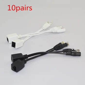 

10Pair 12V Poe Adapter Cable Rj45 Poe Splitter Injector Kit Power Supply cable Separator Combiner Cctv Accessories J17