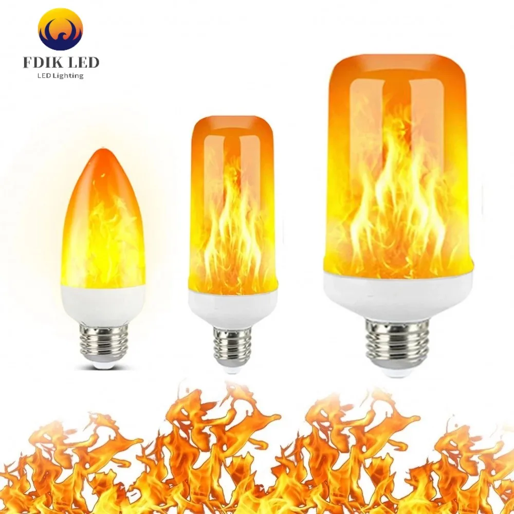 LED Flame Effect Simulated Nature Fire Light Corn Bulbs E14 E27-XMAS Decor Lamp. 