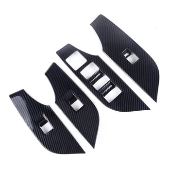 

beler 4PCS New ABS Carbon Fiber Texture Inner Window Switch Panel Cover Trim Fit For Toyota RAV4 2019 2020