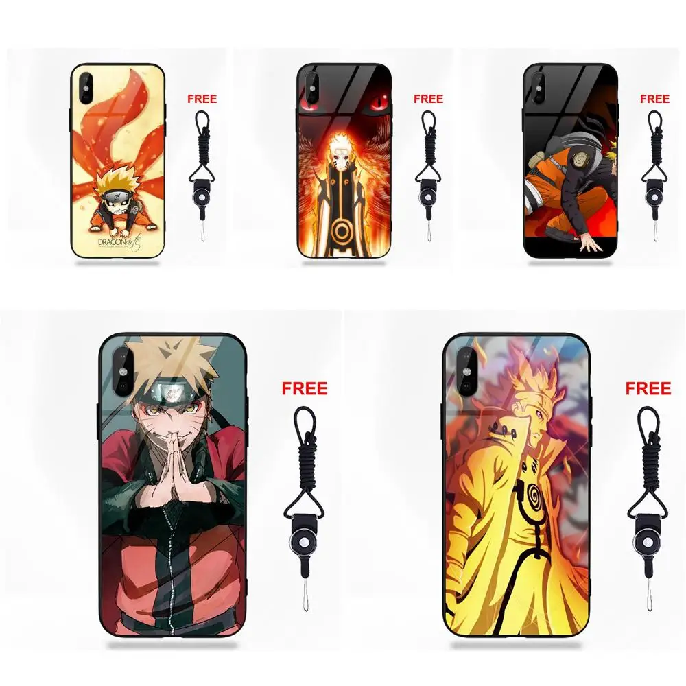 Крутой аниме Uzumaki Наруто для Apple iPhone 5 5C 5S SE 6 6S 7 8 Plus X XS Max XR Мягкий ТПУ чехол+ закаленная стеклянная ячейка чехол