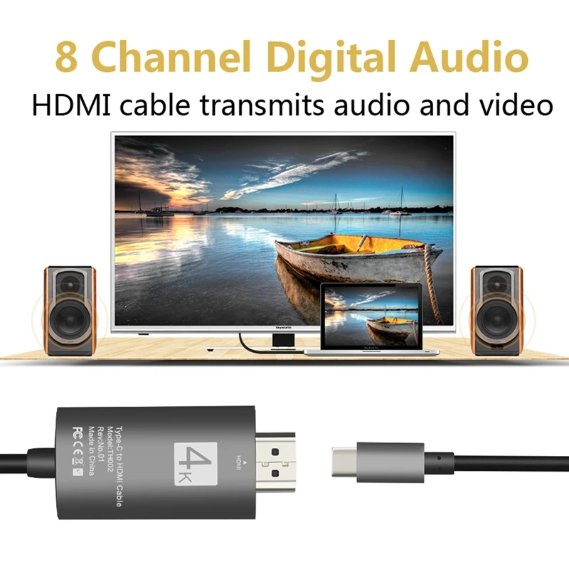USB-C type-C к HDMI 4K* 2K UHD HDTV адаптер для samsung Galaxy S8 S8+ MacBook серый
