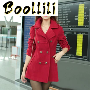 

Boollili 2020 new women autumn and winter wool trench outwear coat fashion British elegant female solid slim woolen overcoat