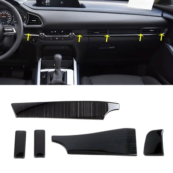 

For Mazda CX-30 CX30 2020 2021 Steel Black Interior Middle Panel Center Control Cover trims Car Accessories Molding Garnish LHD