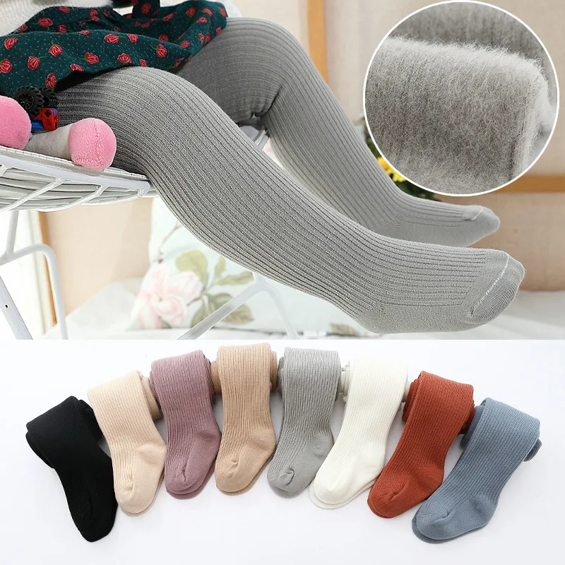Cores de Veludo Meias para Meninas Bebê Lotus Grosso Macio Inverno Collants Crianças Fille Pantyhose 8