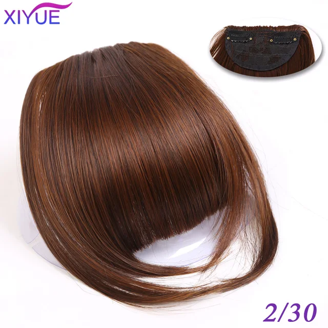 Black/Light Brown Clip In Hair Bangs Hairpiece Accessories Synthetic Fake Bangs Clip In Hair Extensions Clip In Hair Pieces WL-15