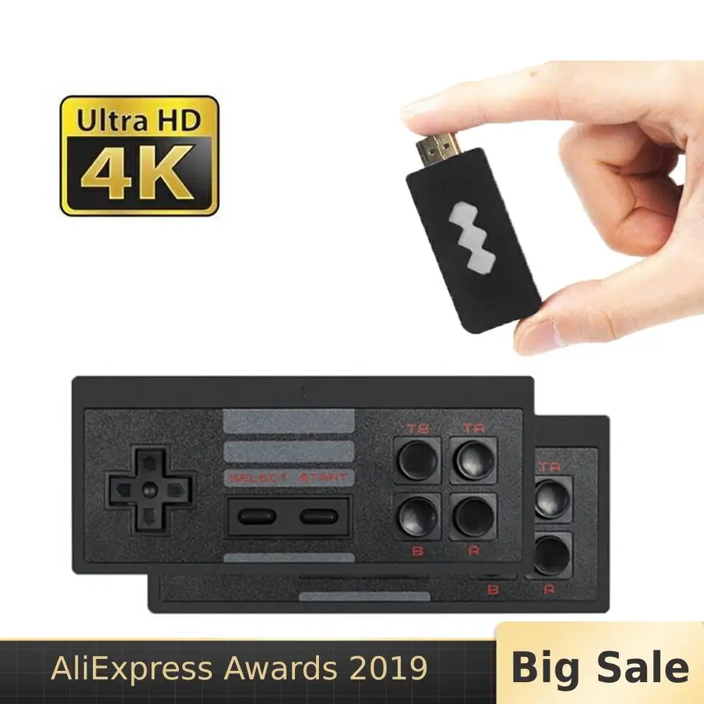 4K Wireless Console Game Stick Video Game Console Built in 568 Classic Game 8 Bit Mini Retro Controller HDMI Output Dual Player