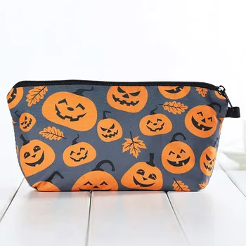 

Zipper Ghost Skull Portable Halloween Pumpkin Travel Colorful 3D Printing Makeup Ladies Cosmetic Bag Fashion Storage Organizer