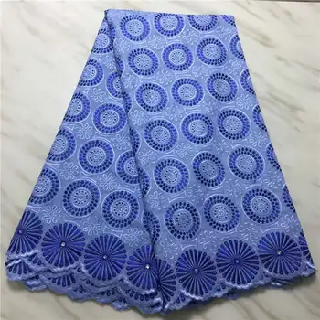 

Blue High Quality Cotton Lace Fabric 2019 Latest Swiss Voile African Stones Swiss Voile Lace In Switzerland For Dress XY2610B-8