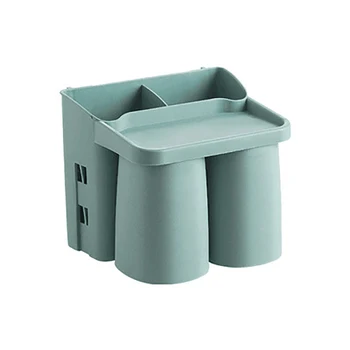 

netic Adsorption Toothbrush Holder Inverted Cup Wall Mount Bathroom Cleaner Storage Rack Bathroom Accessories Set Green