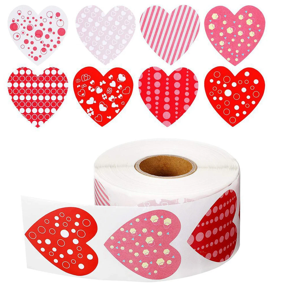50-500 Uds amor corazón en forma de etiqueta engomada de la etiqueta 25mm Scrapbooking de embalaje de regalo de sello de la fiesta de cumpleaños de suministro de boda adhesivo de papelería