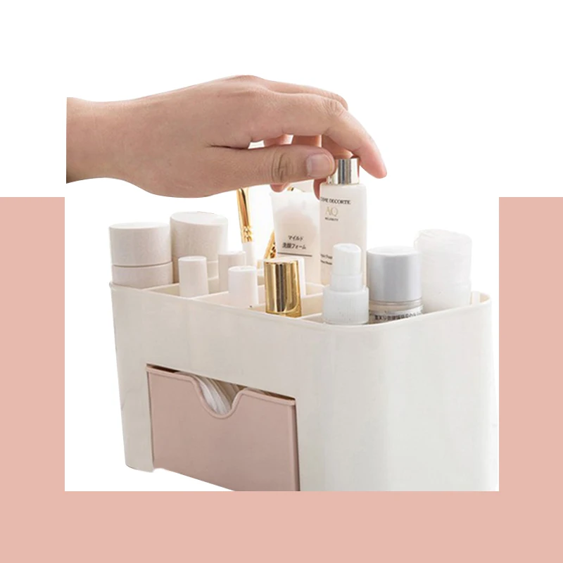 Креативный Розовый Синий Зеленый пластиковый органайзер для макияжа коробка для хранения кистей с ящиком ватные тампоны палочки чехол для хранения 3 цвета
