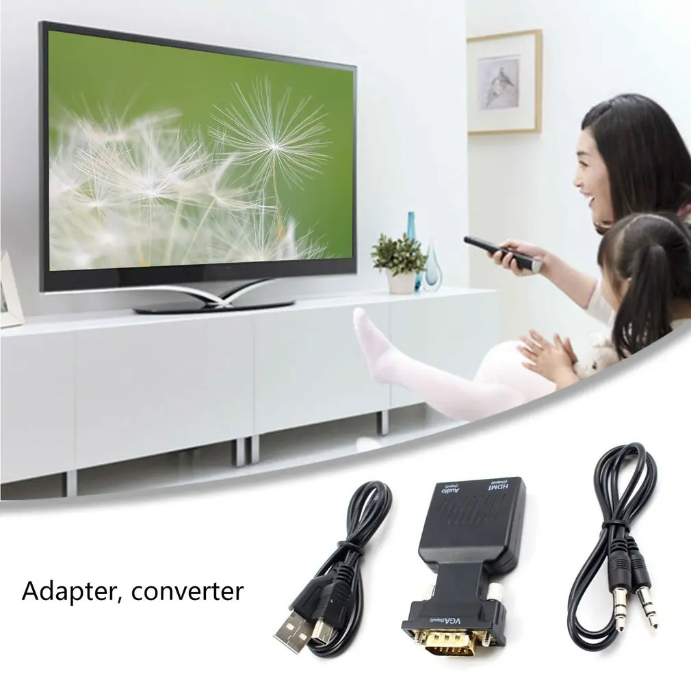 VGA мужчин и женщин HDMI конвертер с аудио кабель адаптера 1080P для HDTV монитор проектор ПК PS3