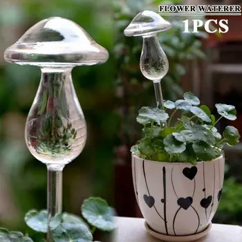 

The Mushroom Shaped Automatic Watering Device Transparent Glass Automatic Watering Flower Gardening Supplies
