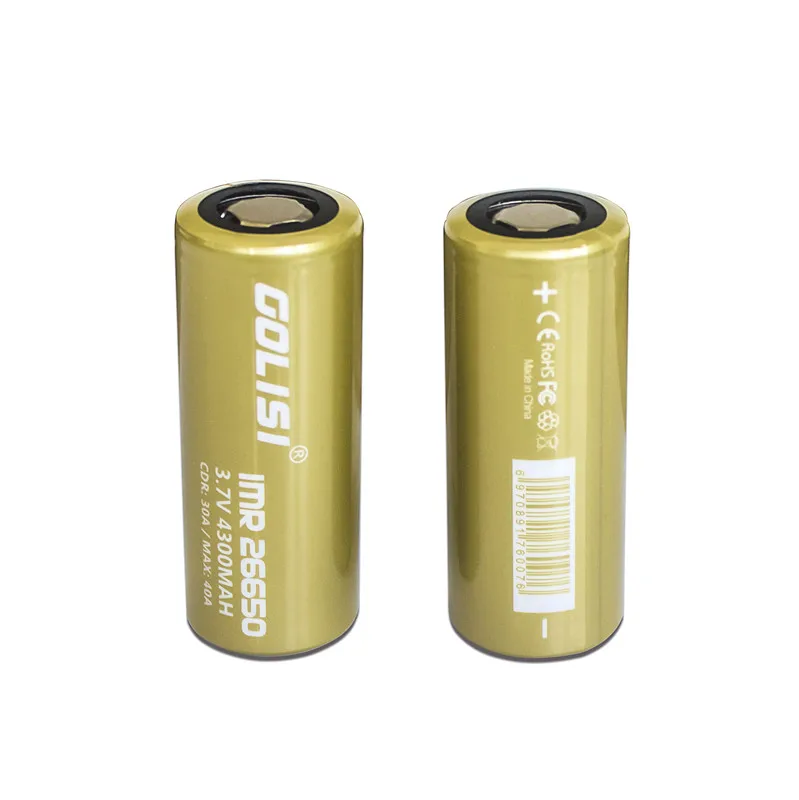2 шт. GOLISI S43 IMR 26650 4300 мАч 3,7 в CDR 30A/MAX 40A Высокая сливная E-CIG аккумуляторная батарея для VAPE фонарик налобный фонарь Игрушка - Цвет: Золотой