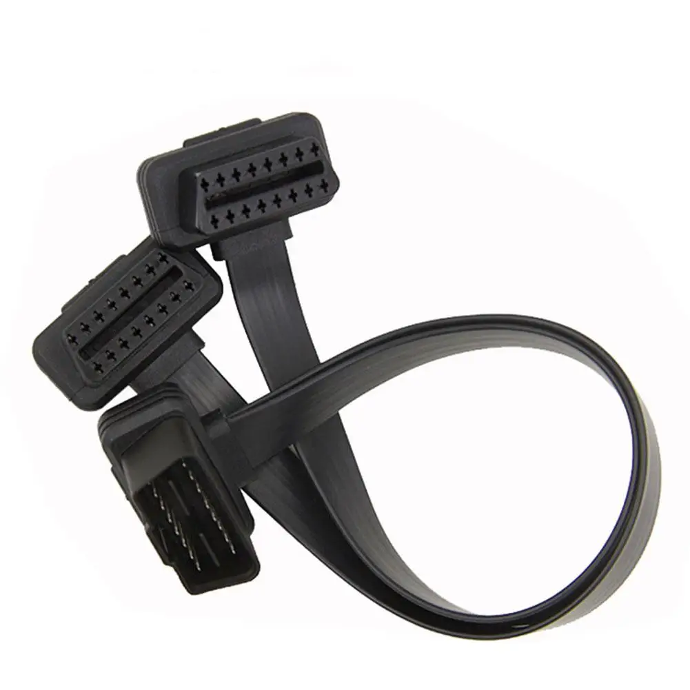 Плоский 16 Pin OBD2 Мужской Двойной Женский Y сплиттер локоть Удлинительный кабель