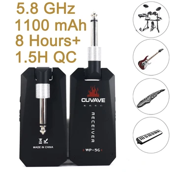 

5.8Ghz Guitar Wireless System Transmitter & Receiver Built-in Rechargeable 30M Transmission Range For Guitar Bateria Mixer
