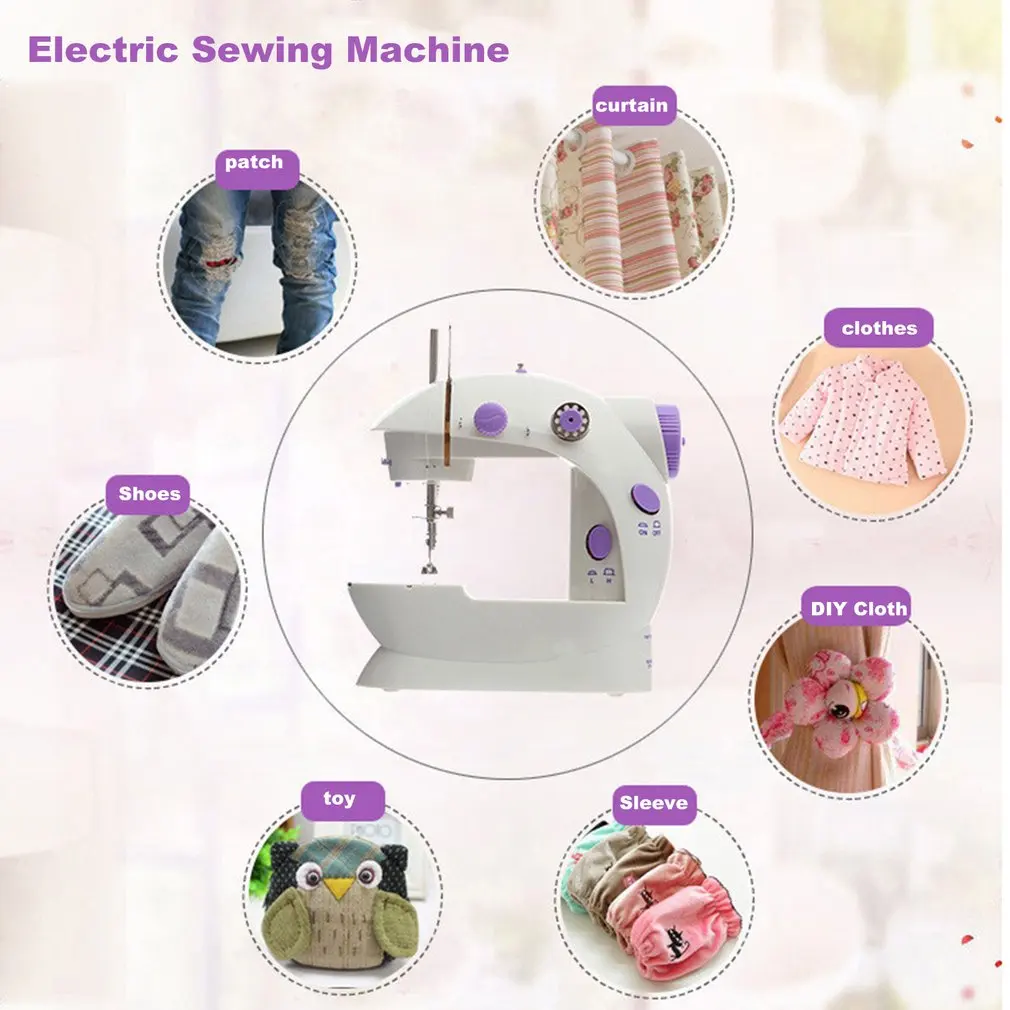 202 портативная бытовая электрическая мини швейная машина регулировка скорости с легкой ручная швейная машинка EU/US Plug