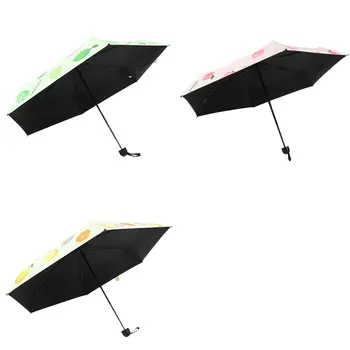 

Five-Fold Umbrella Manual Fruit Umbrella Capsule Umbrella Black Glue Sunscreen Uv Protection Umbrella