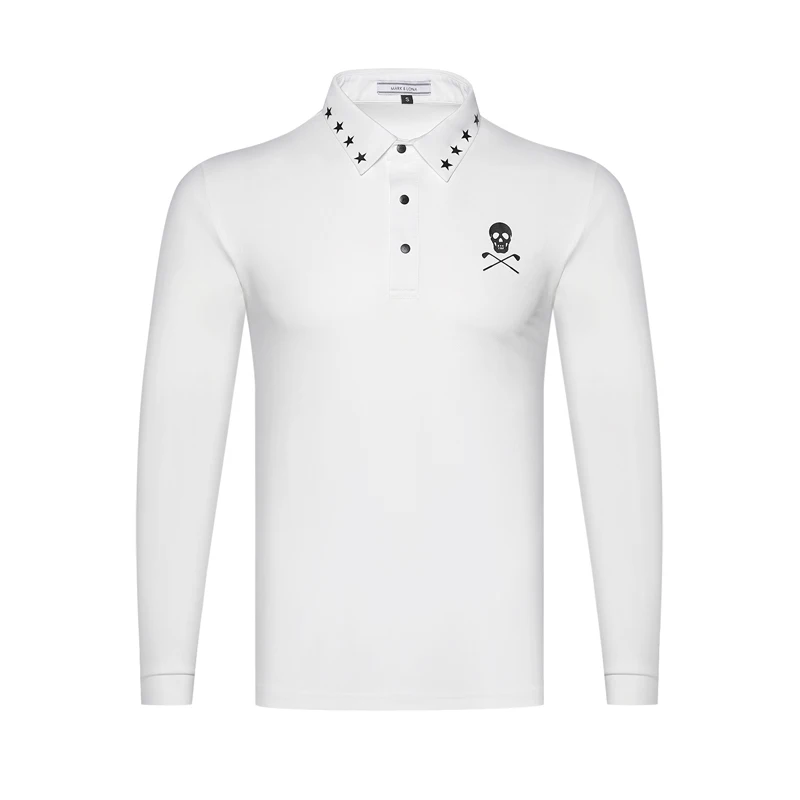 Закрученная новая одежда для гольфа, Мужская футболка с длинными рукавами, быстросохнущая дышащая одежда для гольфа - Цвет: Белый