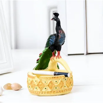 

European Home Decorations Accessories Large Peacock Figurines Ashtray Creative Decor Personality Fashion Gifts For Boyfriend
