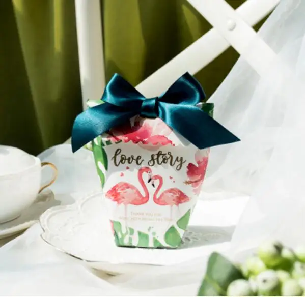 20 шт. милые день цветы прекрасная история Фламинго Свадебные Сувениры ...