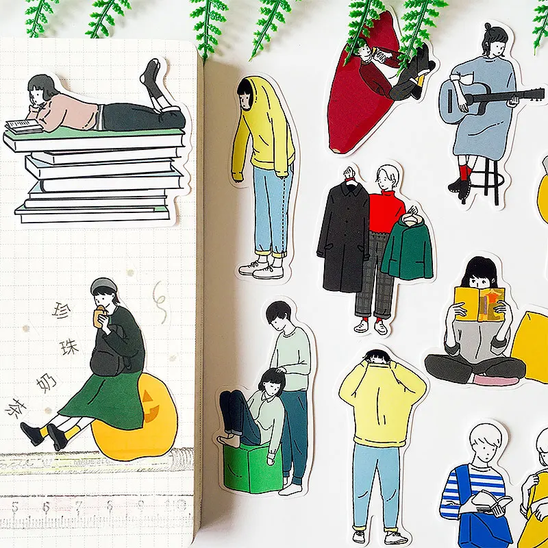 17 шт. Ретро Маленькая иллюстрация Повседневная жизнь буквы наклейки Набор для