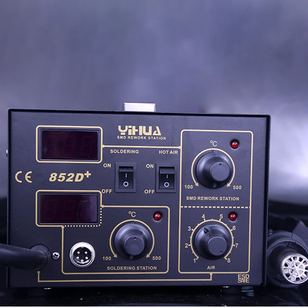 YIHUA 852D + SMD паяльная станция насоса Тип горячего воздуха пистолет Цифровой