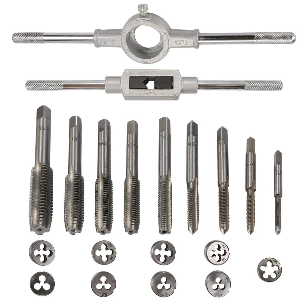 Alloy Steel Tap and Die Set with Adjustable Wrench Twisted Hand Tools Hands Screw Taps